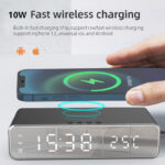 Electric Wireless Phone Charger, Clock, HD Thermometer, Mirror, Clock with Charger