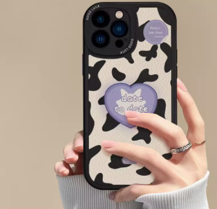 Love Cows Pattern With Bracket Japanese And Korean Advanced Simple Phone Case