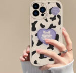 Love Cows Pattern With Bracket Japanese And Korean Advanced Simple Phone Case