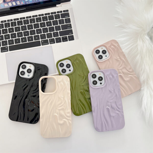 High-grade Ins Solid Color Water Ripple Silicone Phone Case