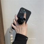 Temperament Flower Bracket Pearl Chain Mobile Phone Case