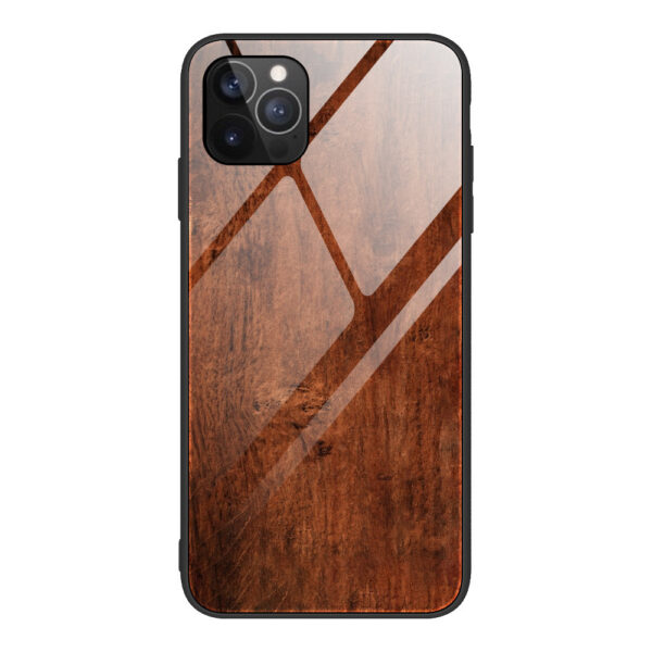 Compatible with Apple , Wood Grain Glass Mobile Phone Case New Anti Fall Soft Edge