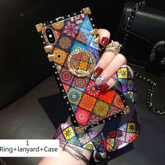 Ethnic style sub-blue ring bracket mobile phone case