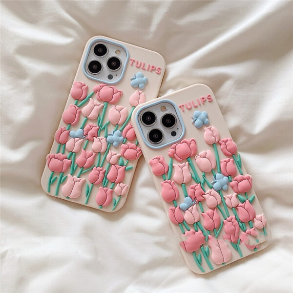 New Ins Tulip Flower Butterfly Phone Case