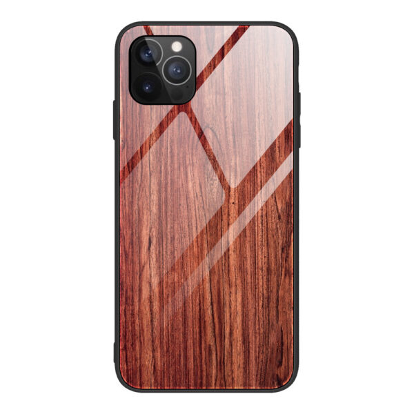 Compatible with Apple , Wood Grain Glass Mobile Phone Case New Anti Fall Soft Edge