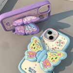 Girl Heart Butterfly Wings Folding Bracket Phone Case Drop-resistant