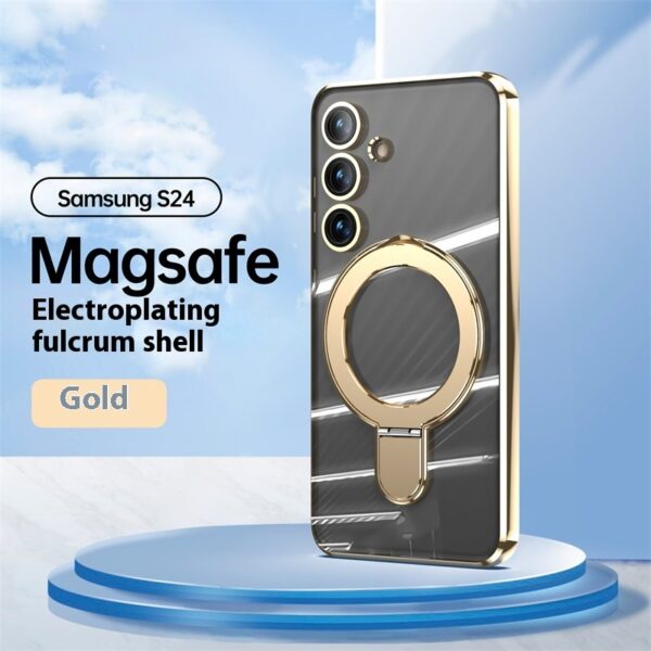 S24 Phone Case Transparent Plating Bracket Silicone Protective Sleeve