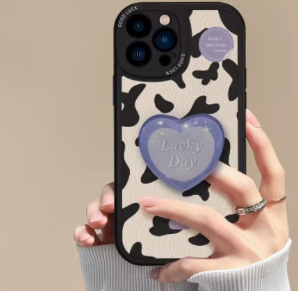 Love Cows Pattern With Bracket Japanese And Korean Advanced Simple Phone Case