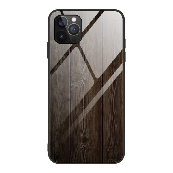 Compatible with Apple , Wood Grain Glass Mobile Phone Case New Anti Fall Soft Edge