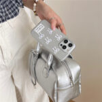 Simple Silver Leather Bow Suitable For 115PROMAX Phone Case