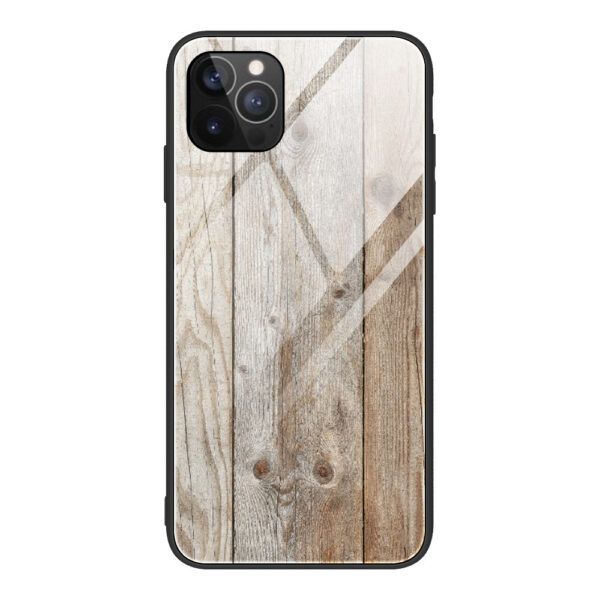 Compatible with Apple , Wood Grain Glass Mobile Phone Case New Anti Fall Soft Edge